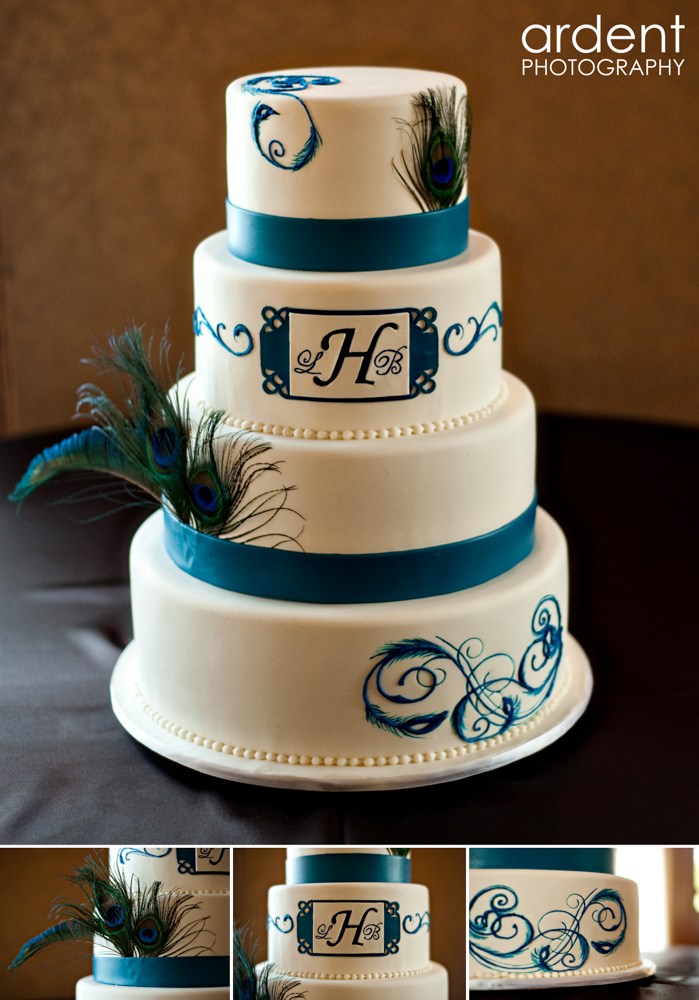 peacock theme wedding cake