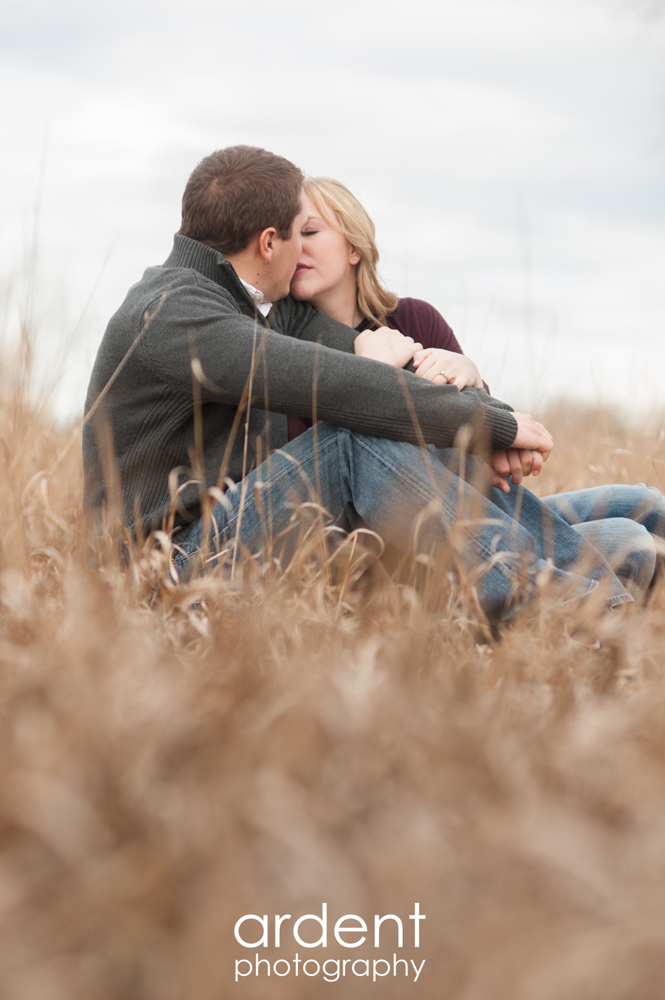 kissing during an engagement session